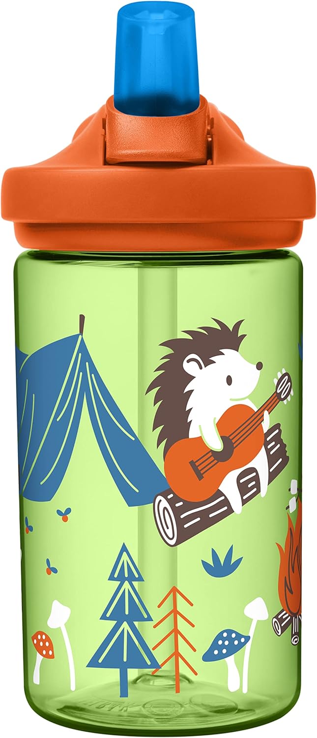 CamelBak Eddy+ Kids Bite Valve Straw Tritan Renew Water Bottle Camping Hedgehogs, 14oz