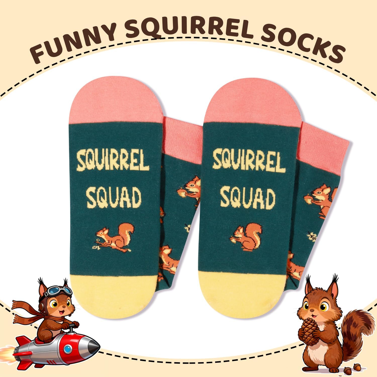 Zmart Funny Squirrel Gifts - Squirrel Socks for Women Men, Novelty Cute Socks for Teens - Image 6