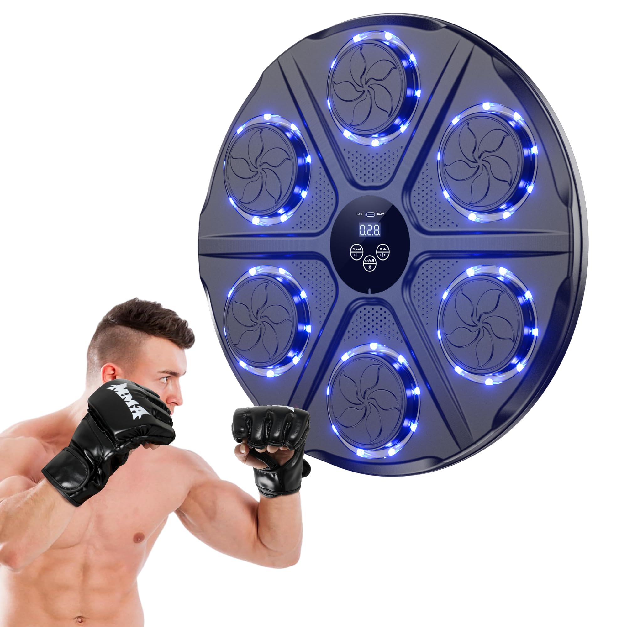 SPORTNOW Machine De Boxe Musicale, Boxe Mural Musique, Avec 9 Vitesses Et Modes, Bluetooth, Gants De Boxe Respirants, Entraîneur De Boxe électronique, Noir