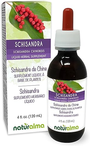 Naturalma Schisandra (Schisandra chinensis) Tintura sin alcohol de frutas 4 fl oz Extracto líquido en gotas Suplemento de hierbas Vegano Producto