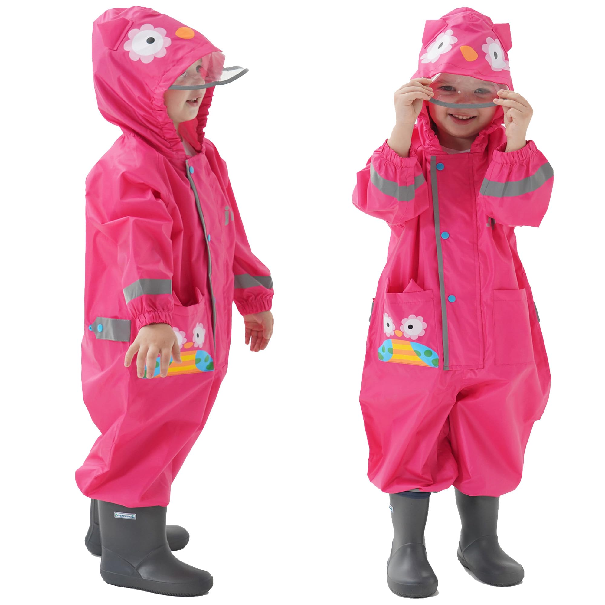 Tuta Impermeabile Antipioggia Bambini Leggero Riflettente Tutina Impermeabile Animale Modello Bambino Bambina Giacche Poncho da Pioggia con Cappuccio All'Aperto per Ragazzi Ragazze 1-8 Anni
