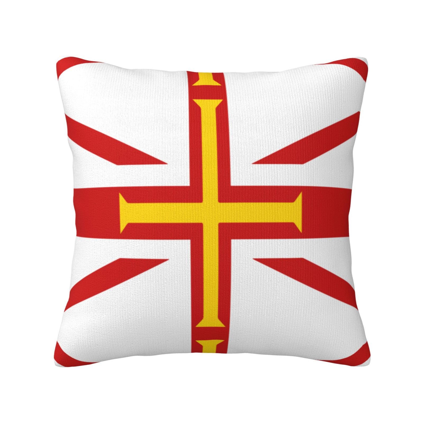 Flag of Guernsey Islands Print Decorative Throw Pillow Covers for Sofa, Outdoor and World Cup Celebrations