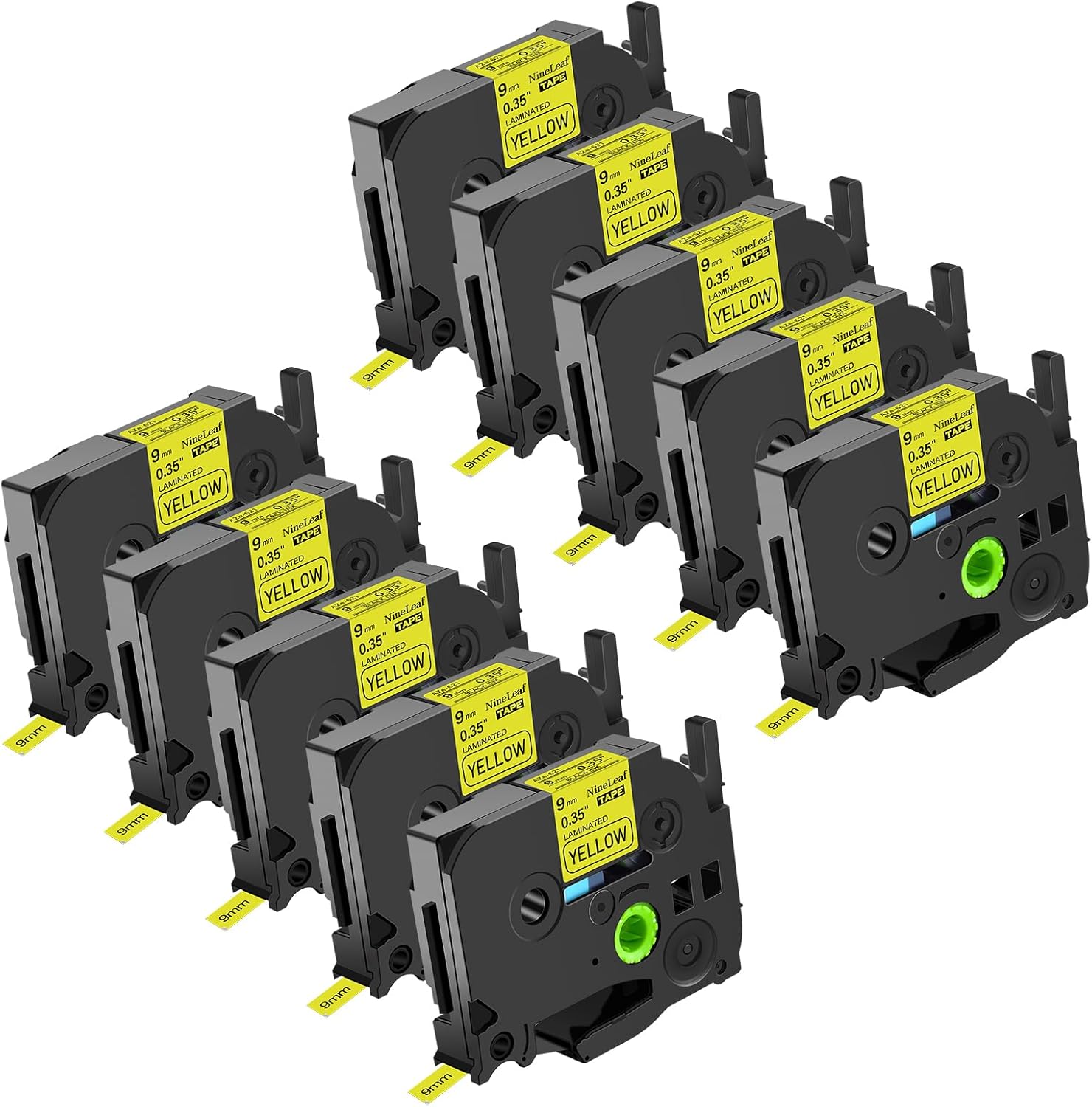 NineLeaf 10 Pack Compatible for Brother TZe-325 TZe325 TZ-325 TZ325 Label Tape 9mm 3/8'' 0.35'' White on Black Standard Laminated Labeling Work with P-Touch PT-D210 PTD400AD PTH110 PT-D600 Label Maker