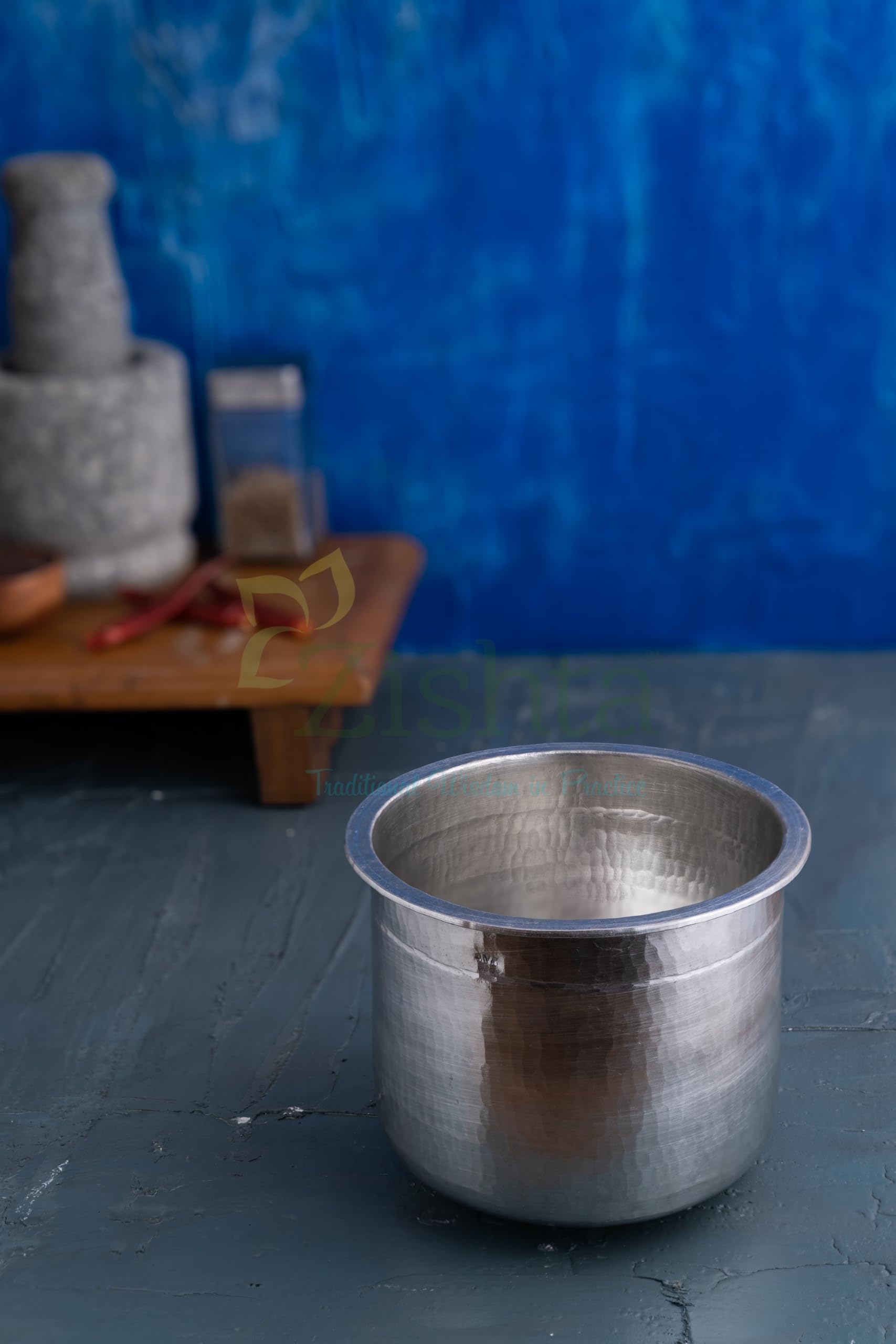 Zishta Handmade Eeya Chombu/Tin Chombu/Rasam Vessel for Traditional Cooking - Adukku Shape (XL) Traditional Pure Tin Vessel | Ideal for Preparing Tasty and Healthy Rasam (Dia: 14.5cm, Cap: 1.1-1.2L, H: 12.3cm, 0.72 Kg) 3
