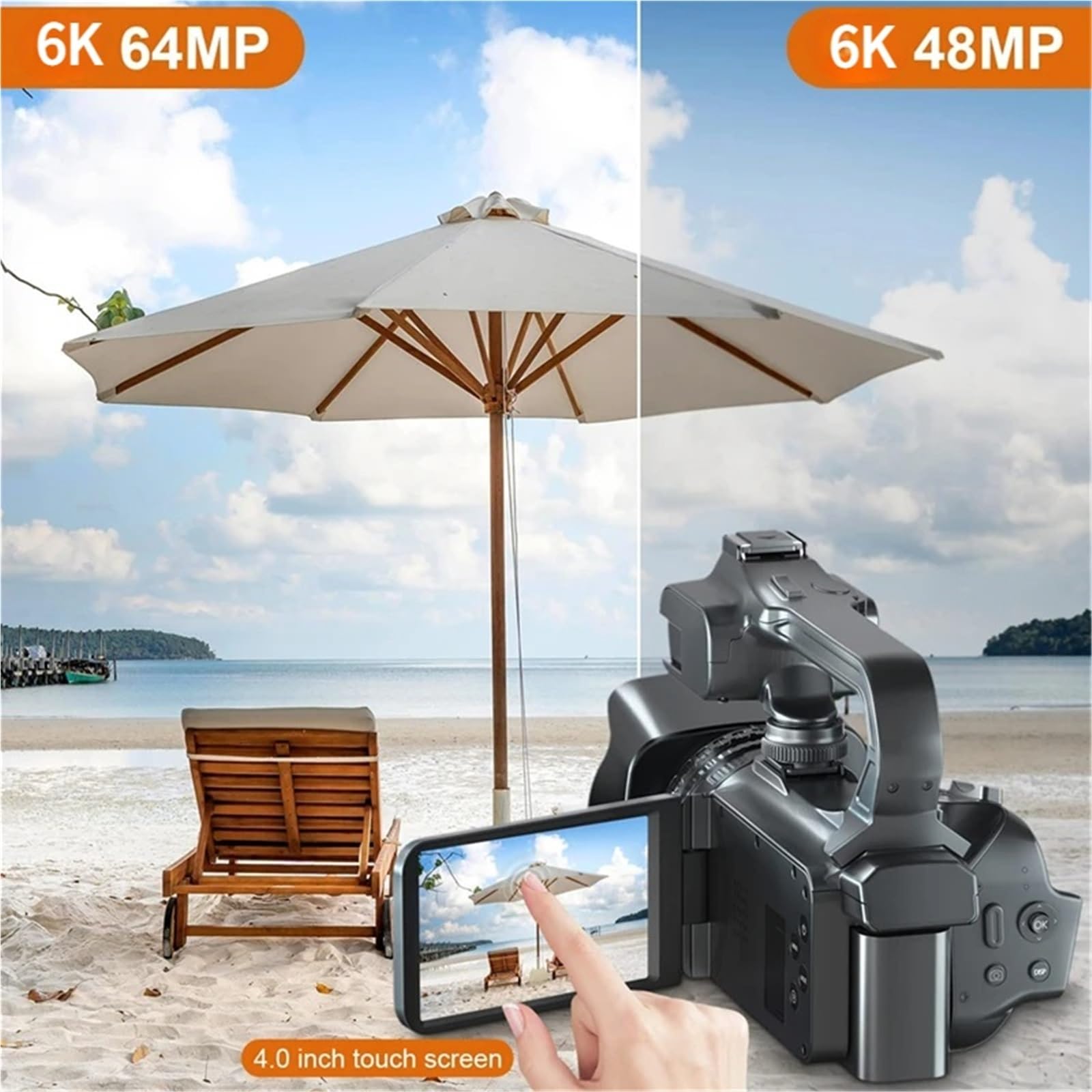 Profesjonalna kamera wideo 6K do fotografii, 18-krotny zoom cyfrowy noktowizor vlogowania 64MP WiFi transmisja na żywo internetowa Lekki(No card,Light-wireless mic)