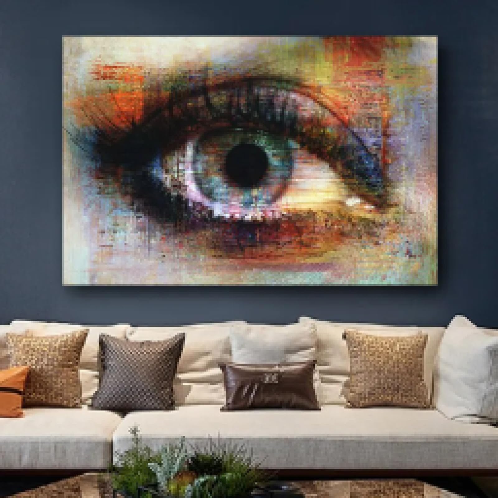 Toile d'art moderne abstraite œil grand format multicolore impression haute définition 60x90 - 7
