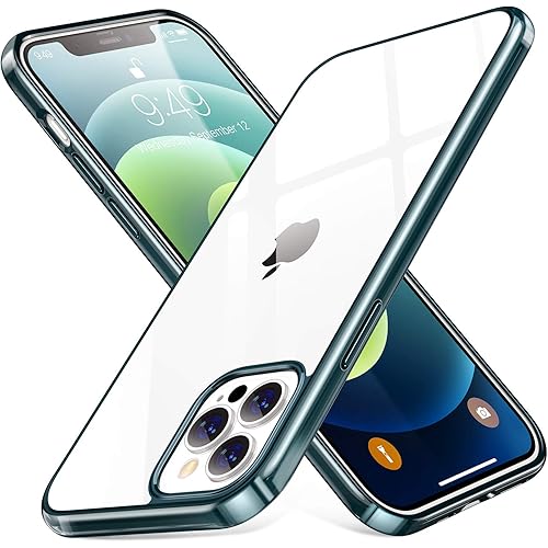 Humixx Compatible for iPhone 12 Pro Max Case [12X Anti-Yellowing] [6 FT Military Grade Shockproof] Crystal Clear Hard Back and TPU Silicone Edge with Airbag Protective Cover 6.7 inch 5G, Cypress Green