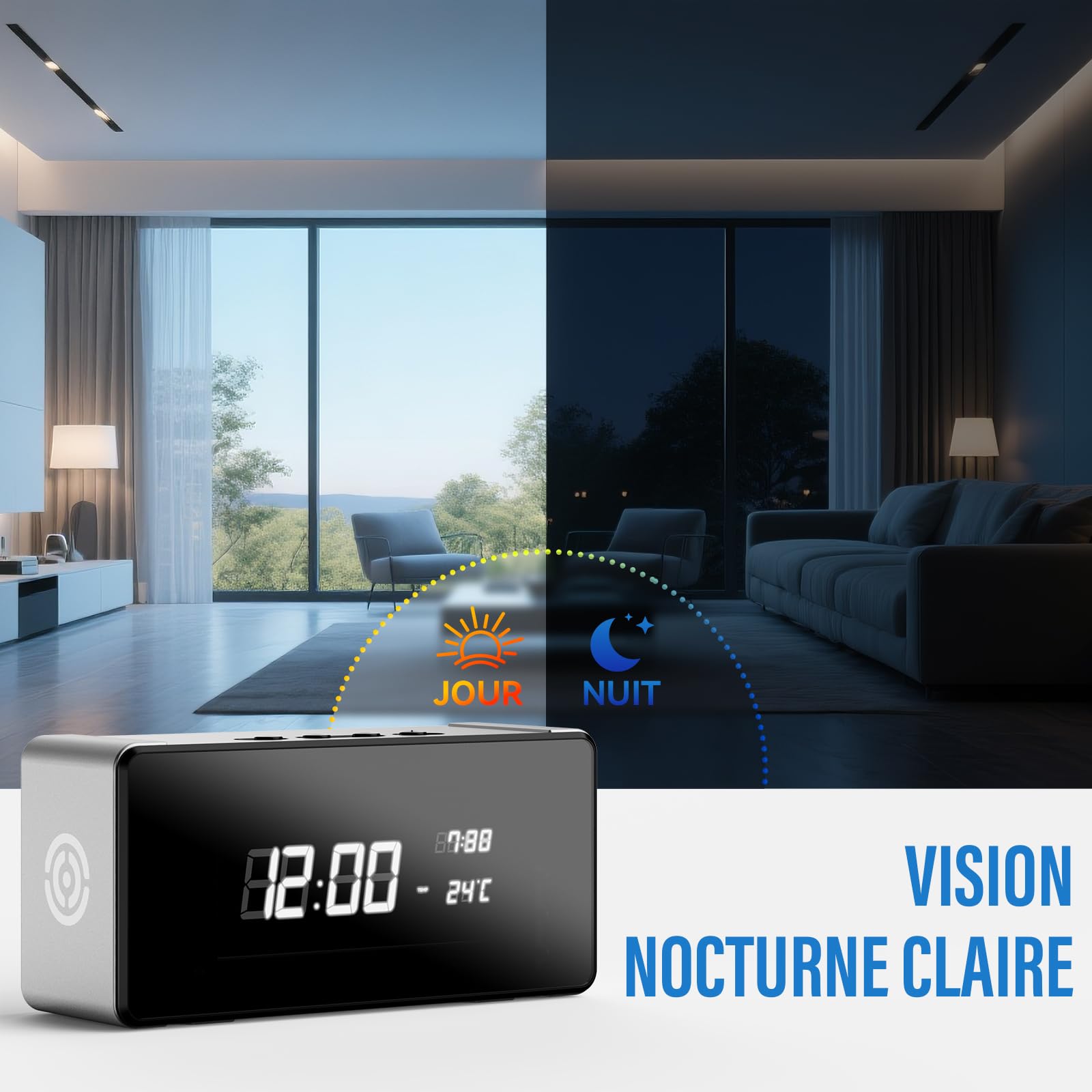 mini telecamera spia nascosta Interna 4K UHD Videocamera Sorveglianza con Visione Notturna, Mini Telecamera Spia Nascosta, Notifiche Movimento Istantanee, Doppia Memoria SD/Cloud