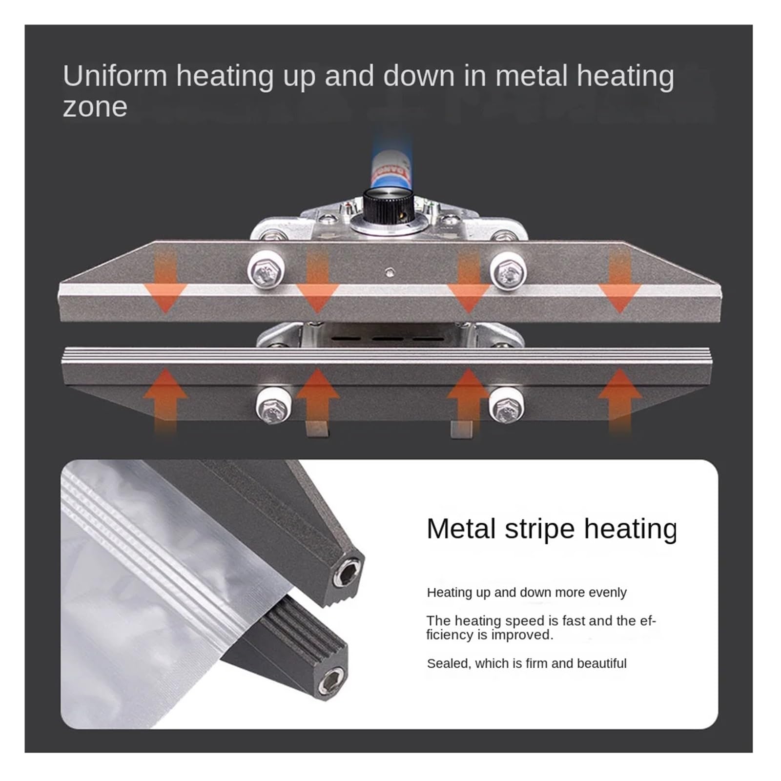 Sellador de impulso manual, máquina de sellado de bolsas de papel de aluminio, máquina de impulso de sellado térmico Rendimiento alto(30cm)