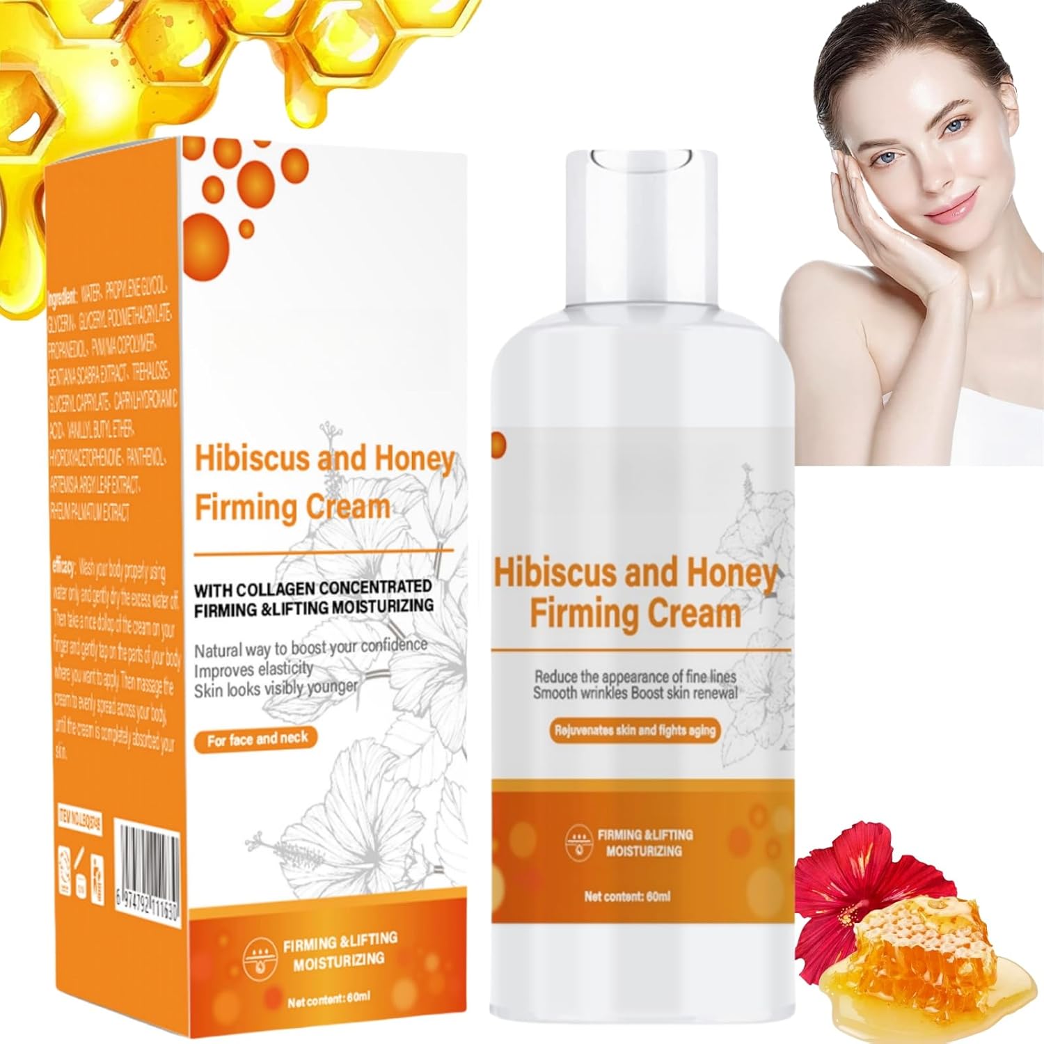 Hibiscus and Honey Firming Cream,Neck Cream for Face & Body,Skin Tightening Lotion,Anti Aging Face Cream for Women,Firming Face Cream,Neck Firming Cream,Lifting Firming Body Lotion for Face Care