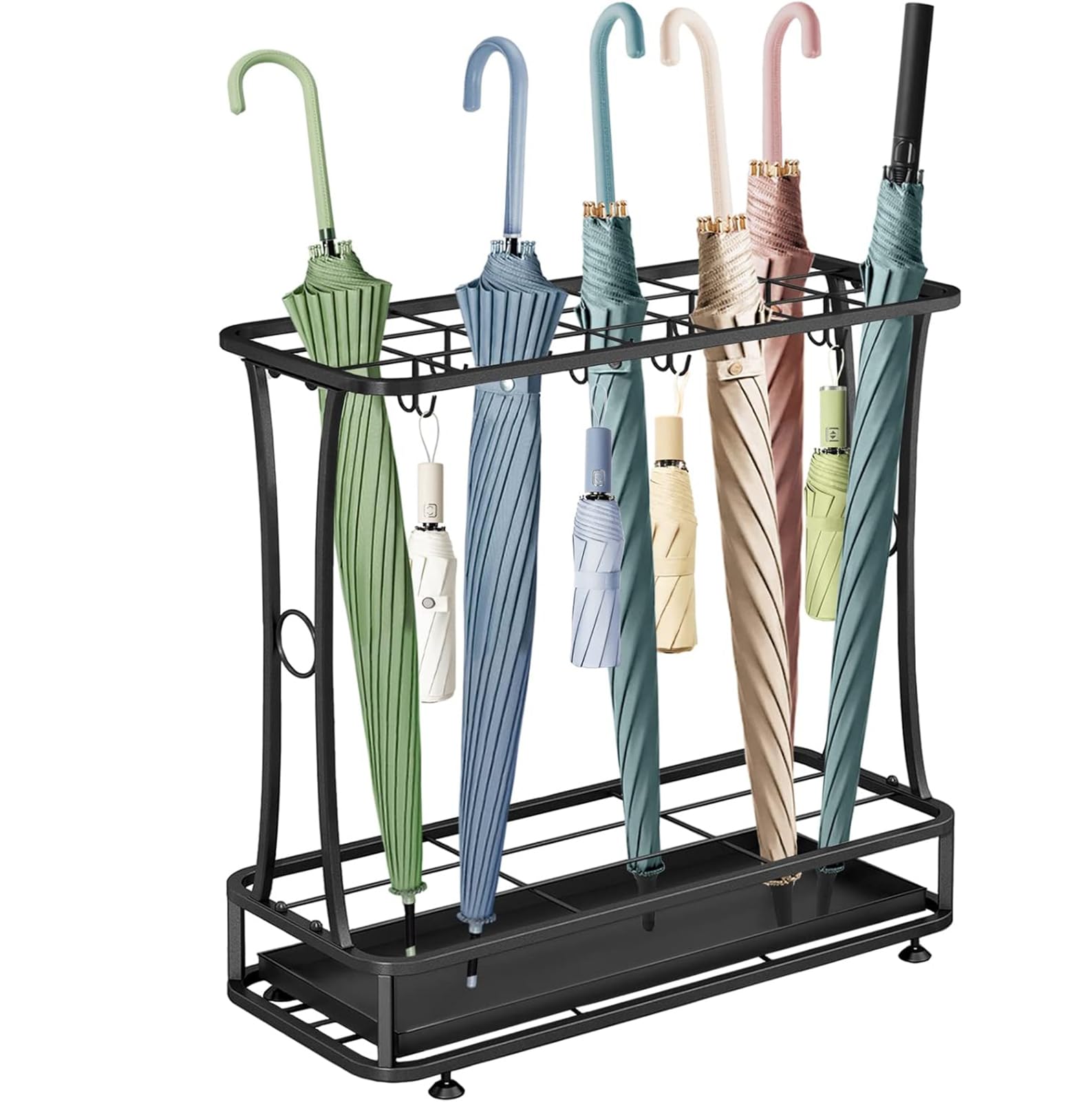 Porte-parapluie avec bac égouttoir amovible anti-goutte pour entrée propre