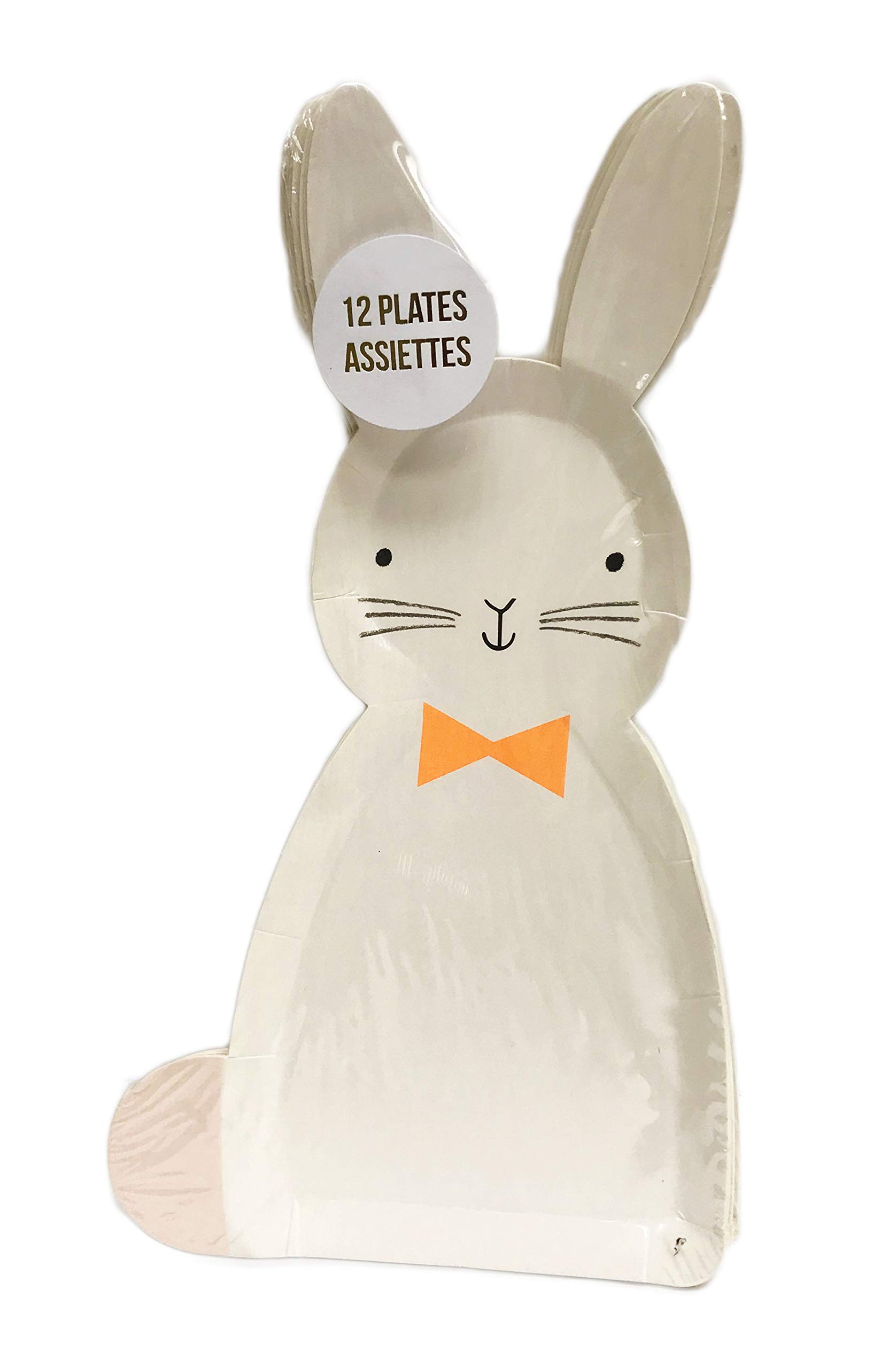 Meri MeriCute Bunny Rabbit Shaped Set of 12 Novelty Easter Spring Appetizer Dessert Party Paper Plates