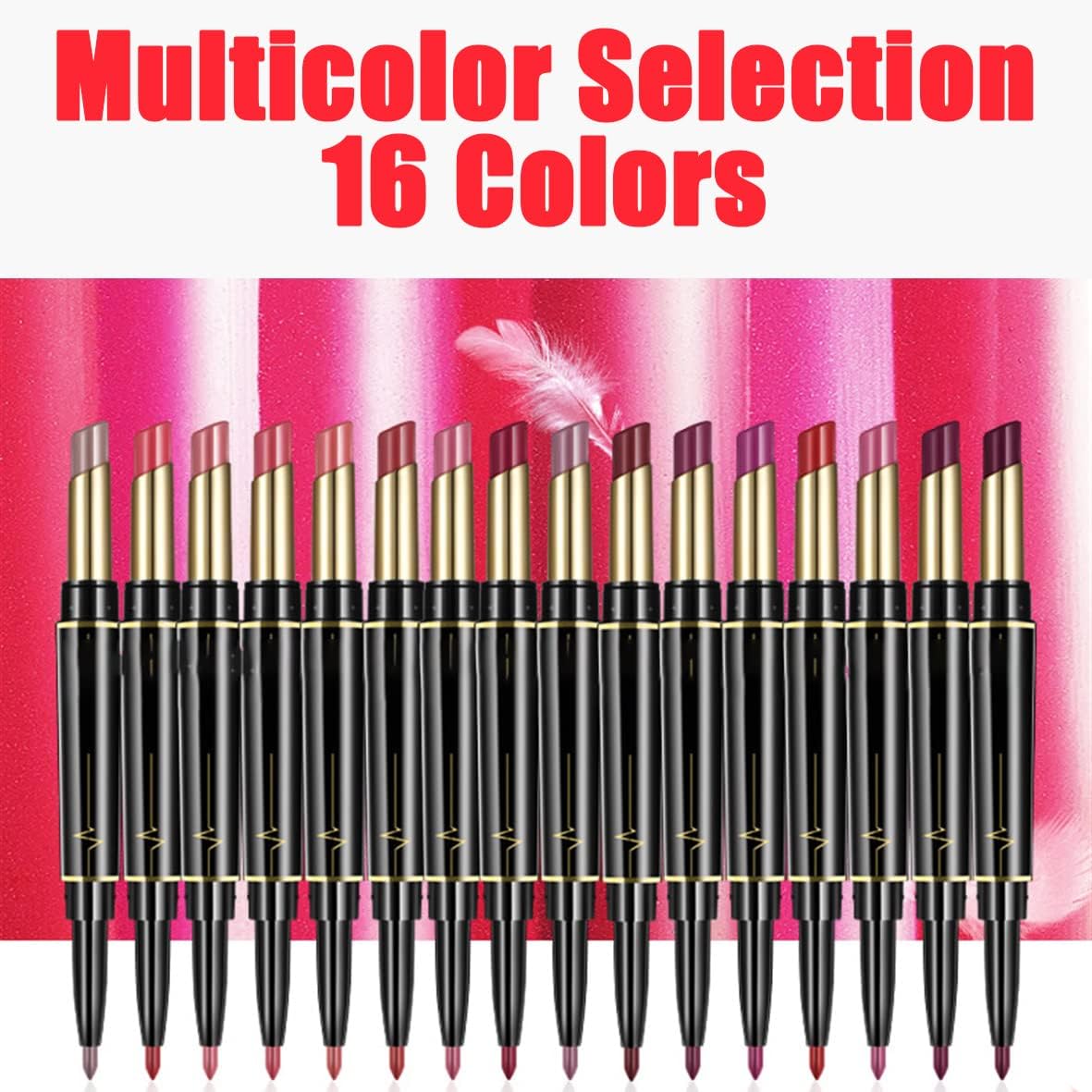 16 colori rossetto a lunga tenuta matita labbra combo, matita labbra e rossetto,set matita labbra e rossetto Dual Heads, rossetto a lunga tenuta matita labbra opaca impermeabile (16pcs / 1set)