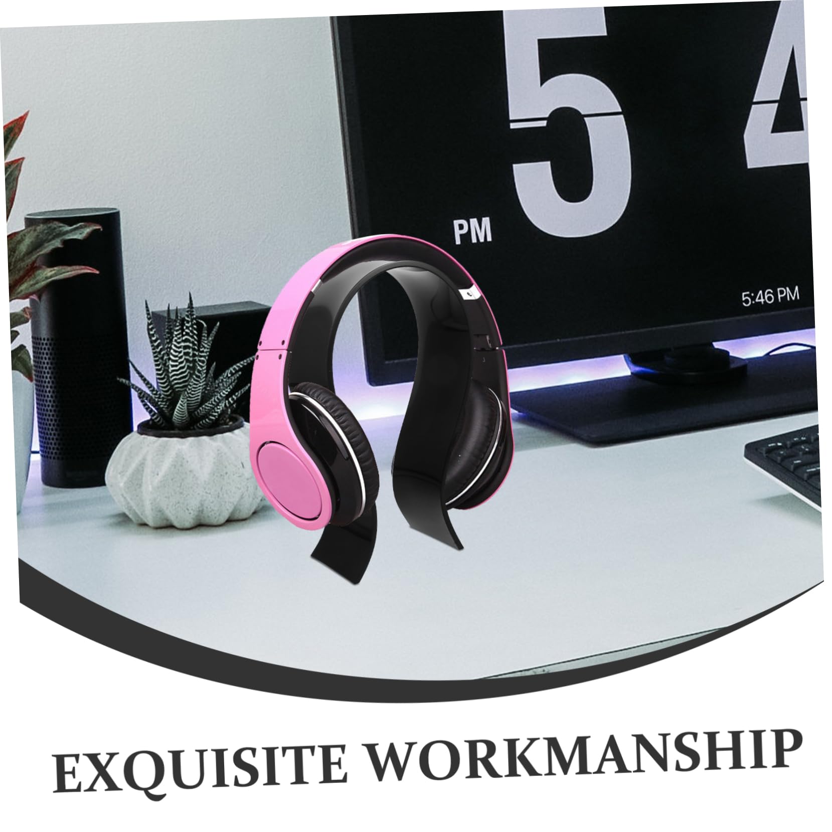 Uonlytech 5 Pezzi supporto per cuffie Stand auricolare scrivania porta cuffie Stand per universali porta cuffia Le si trovano stand per da scrivania Acrilico Nero