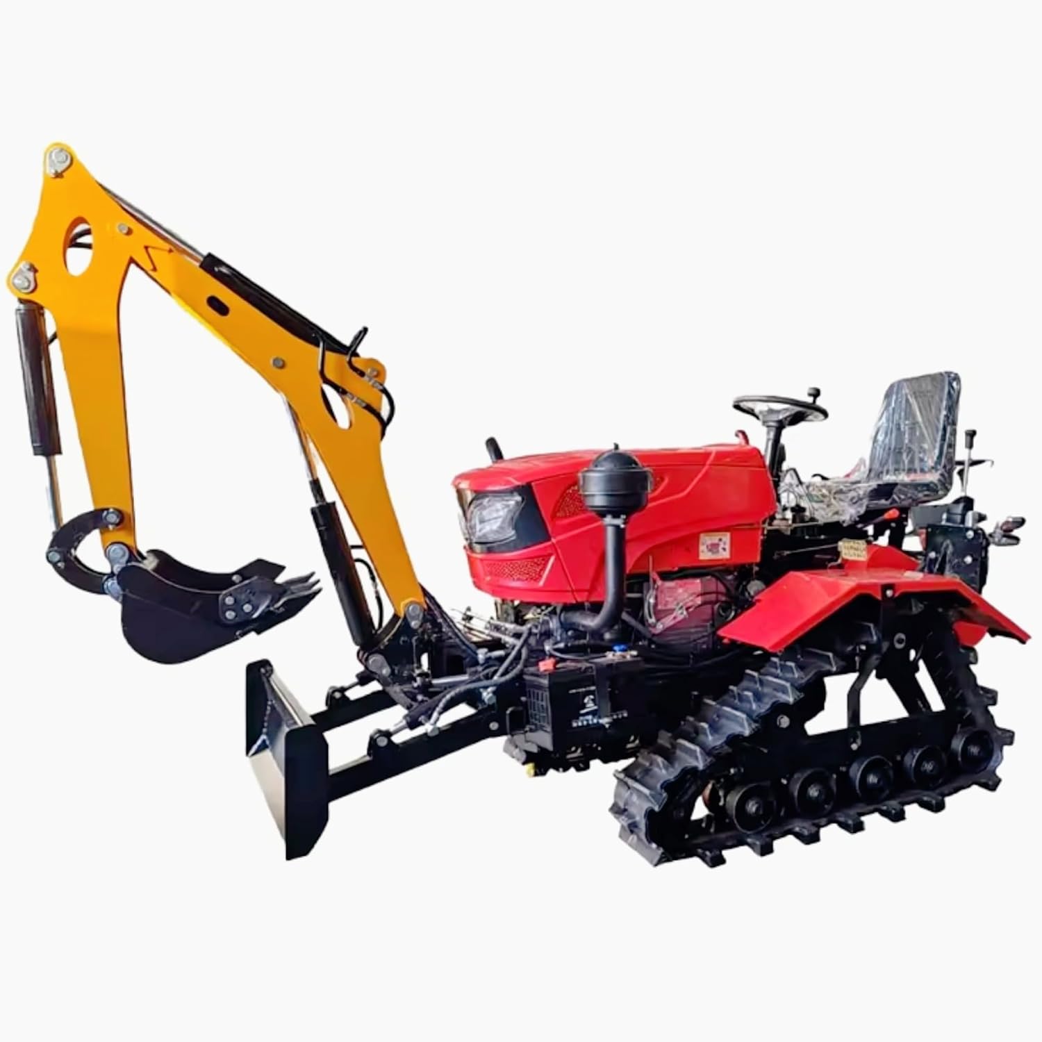 Heavy Duty Crawler Tractor for Construction & Farming, All Terrain Track Tractor with Steel/Rubber Tracks, Diesel Powered Track Dozer for Land Clearing, Grading, Forestry & Field Preparation