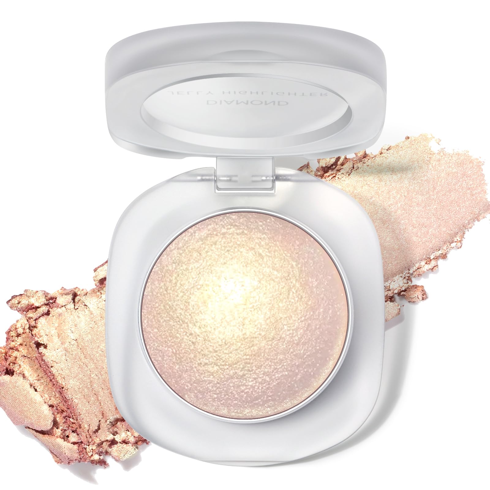 HOSAILY Holographic Duochrome Gold Silver Eyeshadow&Highlighter Palette Makeup, Color Shift Glitter Iridescent Cream Highlighter, Smooth Long Lasting Sparkling Facial Illuminator Palette Makeup #03 #03 gold silver