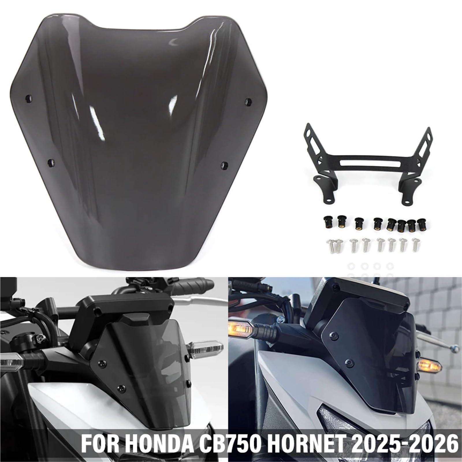powietrzadeflektor Przednia szyba motocyklowa pasująca do Honda CB750 Hornet 2025-2026 Akcesoria do szyb przednich Deflektor szyby przedniej Viser Visor Przednia szyba motocyklowa(Gray)