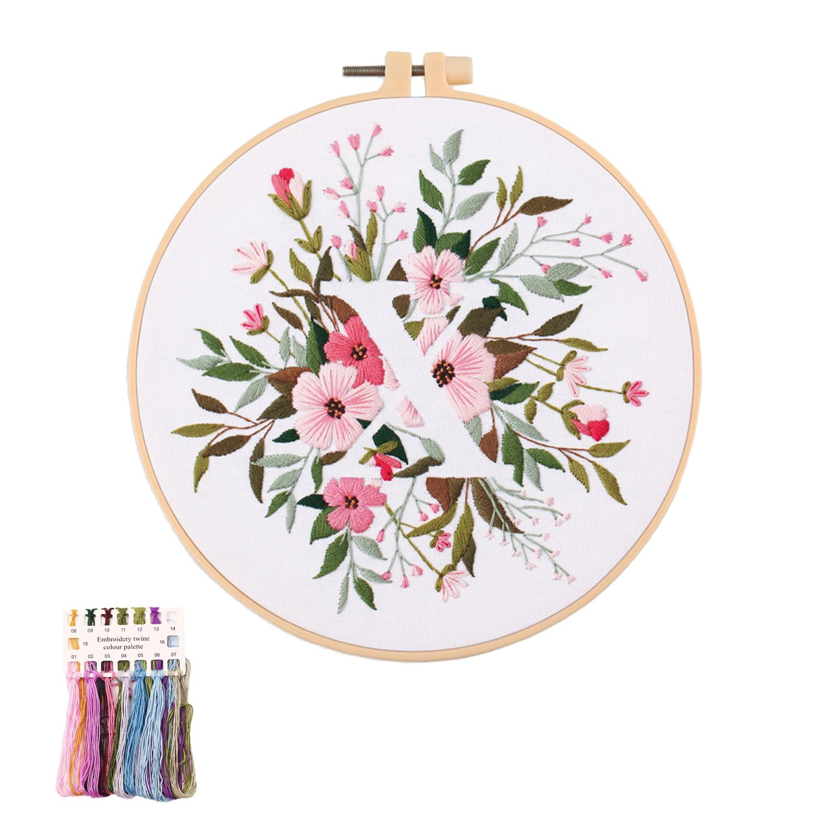 artcici Embroidery Kits Plant Flower Leaf English Letter Patterns for Beginners Adults, Full Range Embroidery Starter Kits Cross Stitch Needlework Supplies (Letter X)