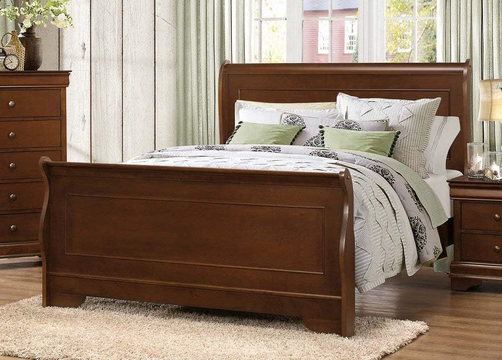 Homelegance Abbeville Queen Sleigh Bedframe, Cherry