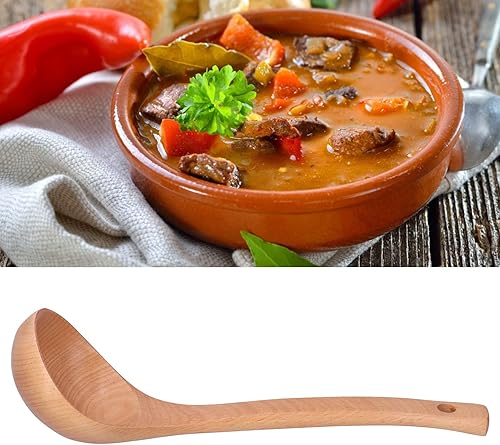 Miniatura 4 de Cucharón de madera para servir, cucharón de sopa de madera para cocinar cucharón de madera para salsa cucharón de madera con mango largo para cocina