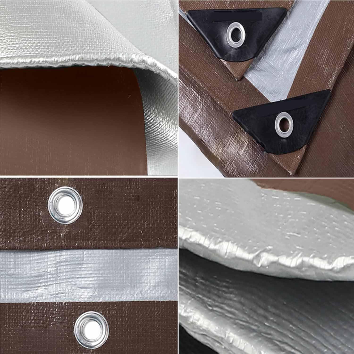 Gruba plandeka polietylenowa, wodoodporna plandeka na zewnątrz, gruba plandeka, odporna na promieniowanie UV z wzmocnionymi krawędziami i metalowymi oczkami Silver, 3x6m/10x20ft