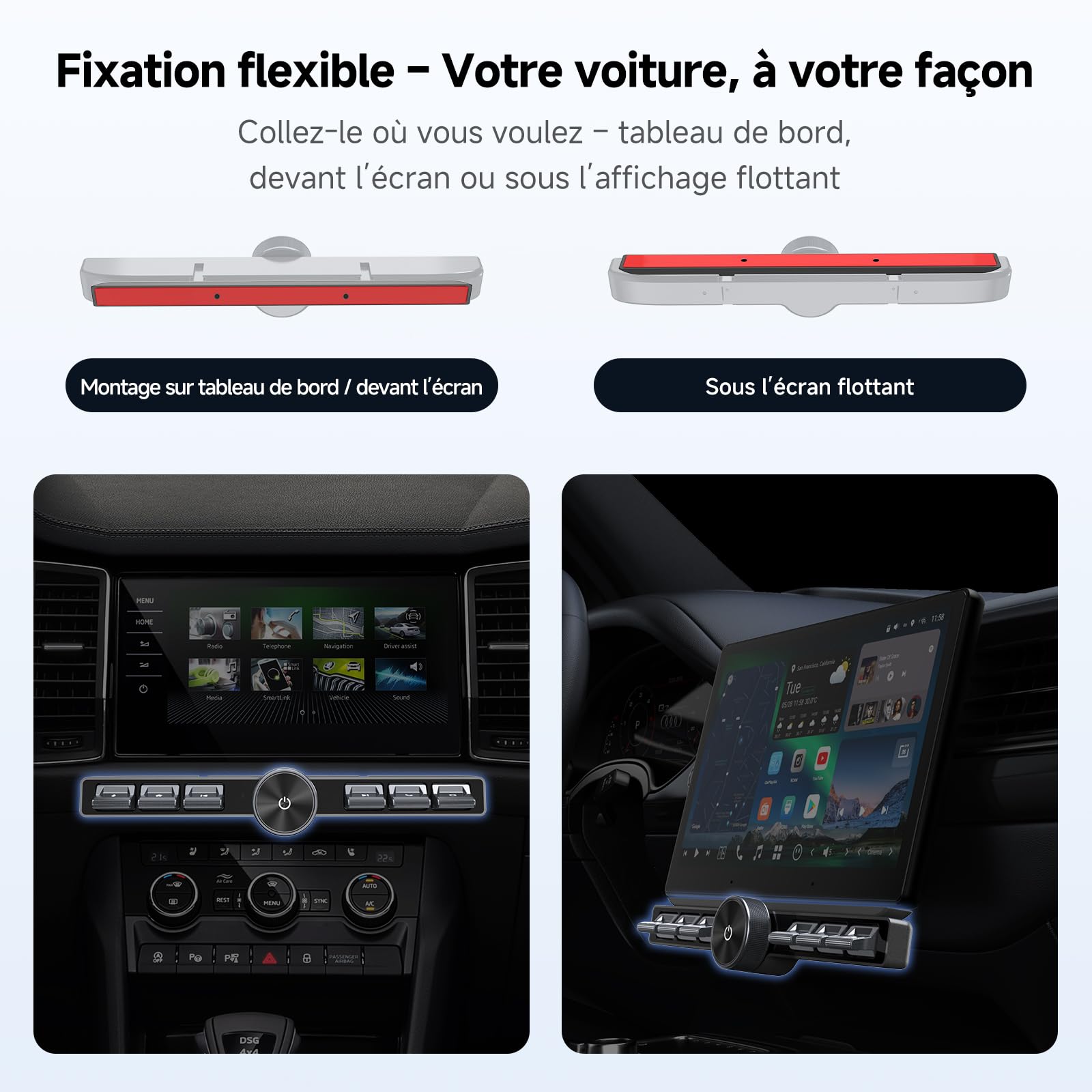 ATOTOZONE AC-44F20 Télécommande Sans Fil à Touches Rétroéclairées, Montage Souple,Bouton Personnalisable,pour A6, A5L, S8 (sauf S8 PN), X10, V10 et la Plupart d’autres Marques Compatibles SWC Learning