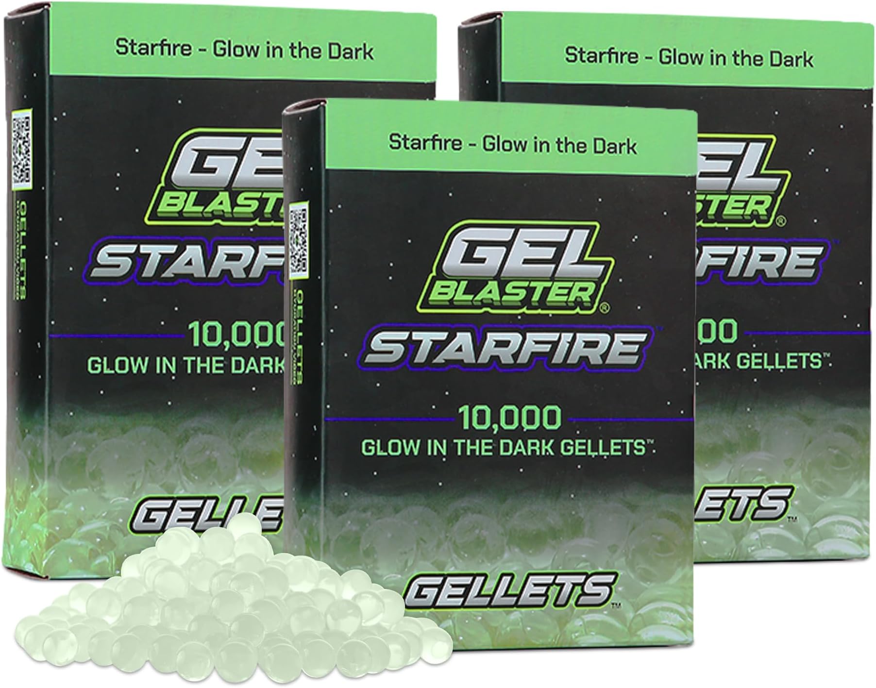 Gel Blaster Starfire Gellets - Official Refill Ammo for Starfire Gel Blasters - Glow-in-The-Dark UV Activated Tracer Night Rounds - Increased Blasting Performance & Accuracy (30,000) - Ages 14+