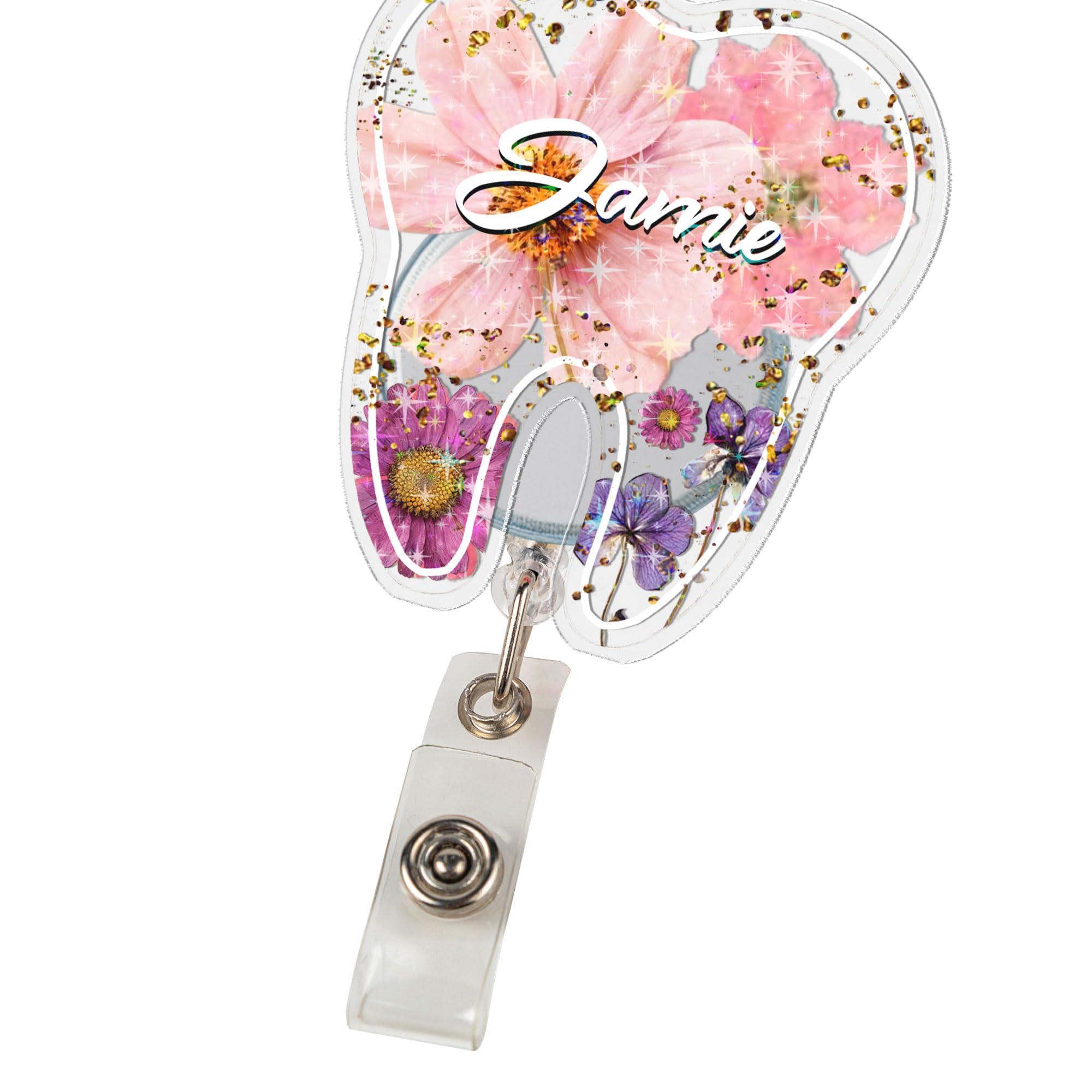 Custom Dental Assistant Badge Reel, Personalized Dentist Retractable Badge Holder, Dental Hygienist Retractable ID Holder (DT6)