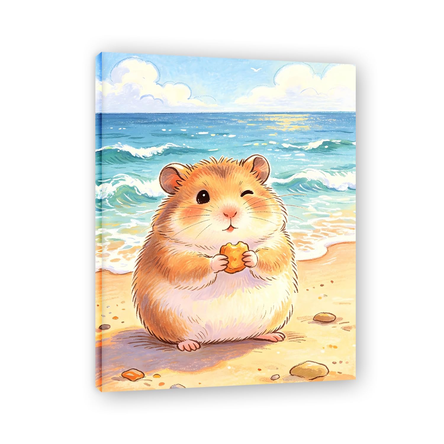 TNGHHSGA Cuentos de Aventuras de Zizi 3Cuadro Infantil de Hámster Adorable, Lienzo Decorativo para Habitación de Bebé, Niños y Sala de Juegos70x91cm Lienzo envuelto