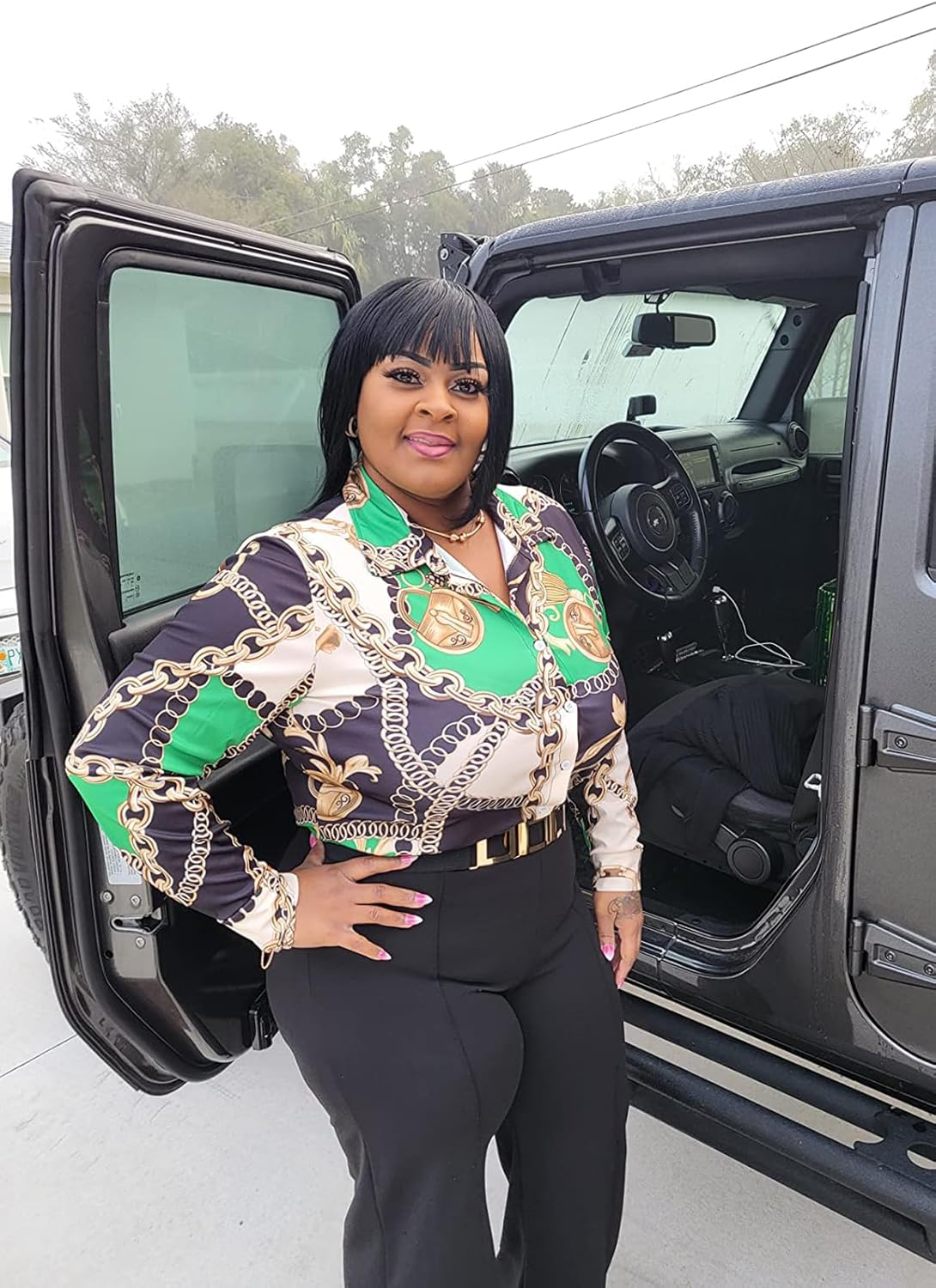 Buchona Blouses for Women Long Sleeve Floral Print Blouses & Button-Down Shirts Loose Collar Sexy Tops - Image 5