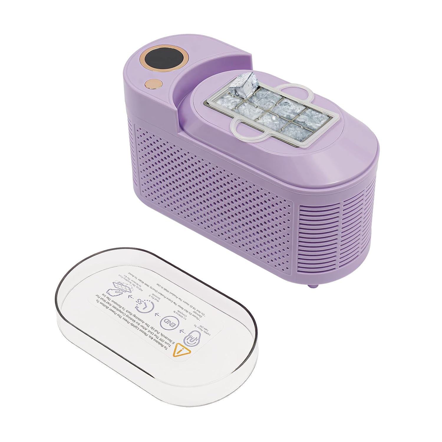 8 Cubes Portable Ice Maker, 120W Mini Countertop Ice Machine, Compact Automatic Ice Box for Home,Car,Travel,Camping (Purple)