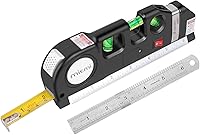Vista 1 de MICMI Nivel láser, línea de cinta métrica láser multiusos de 8 pies + regla de cinta métrica ajustada estándar y reglas métricas