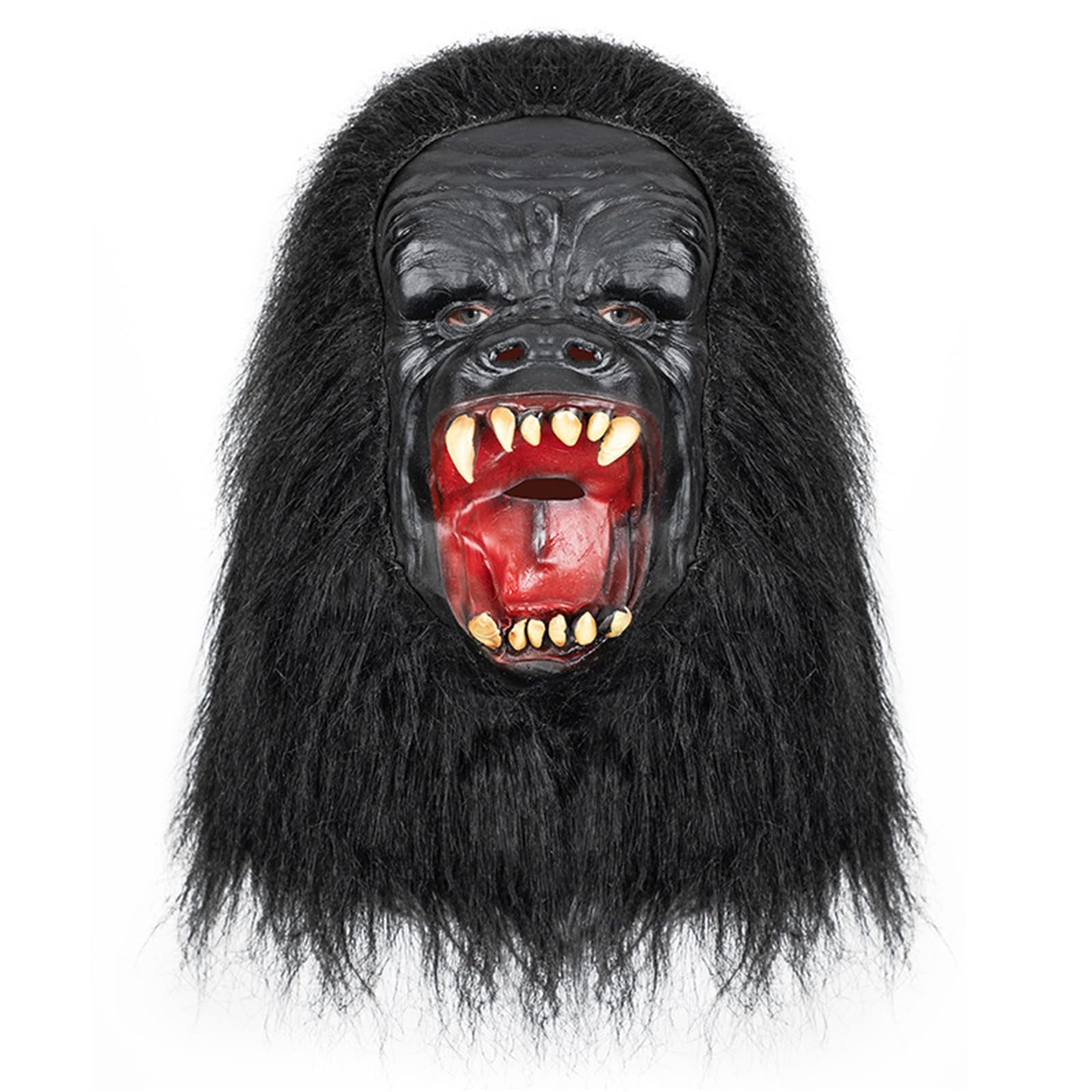 Full Head Black Gorilla Mask,Realistic Open Mouth Ape Head Mask,Halloween Gorilla Costume for Role-Play Party,Christmas,Masquerad,Animal Masks Outfit