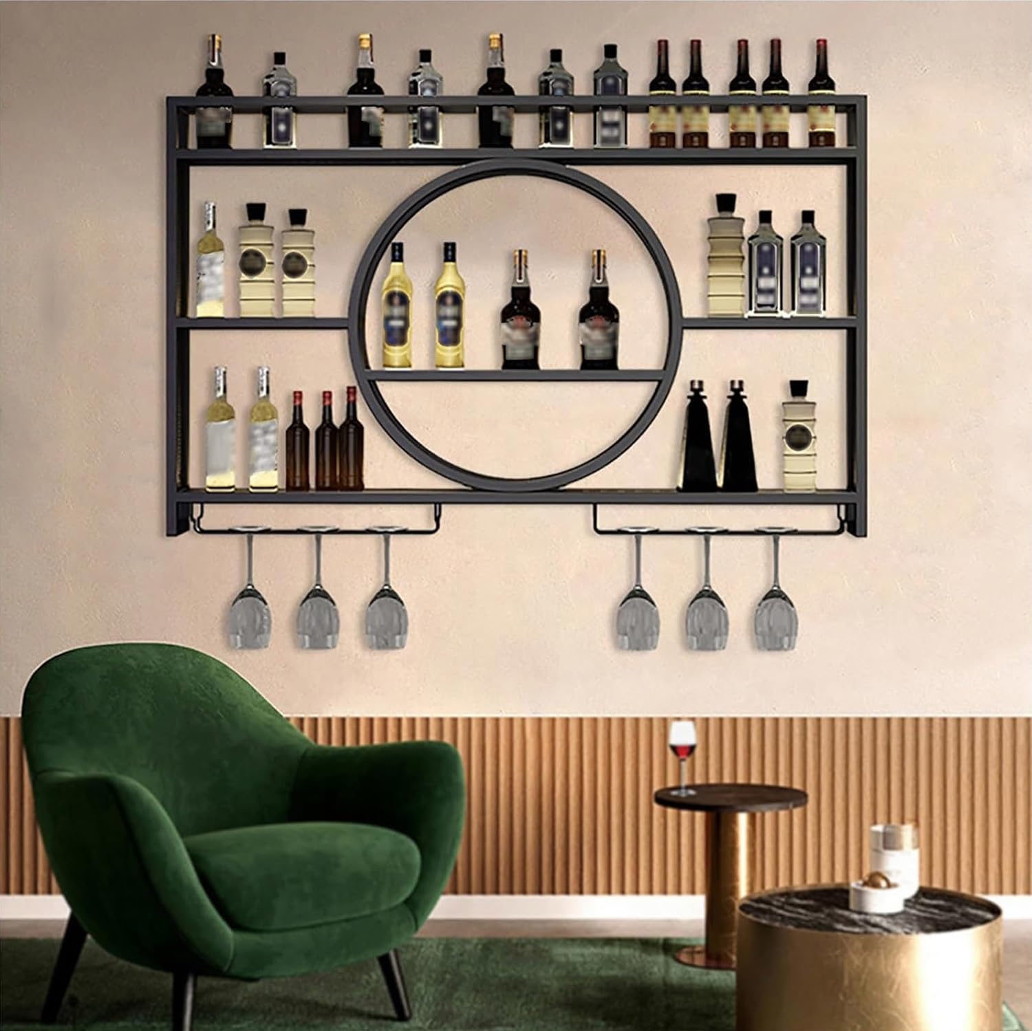 Support à verres et étagères de bar suspendues pour aménagement de restaurant