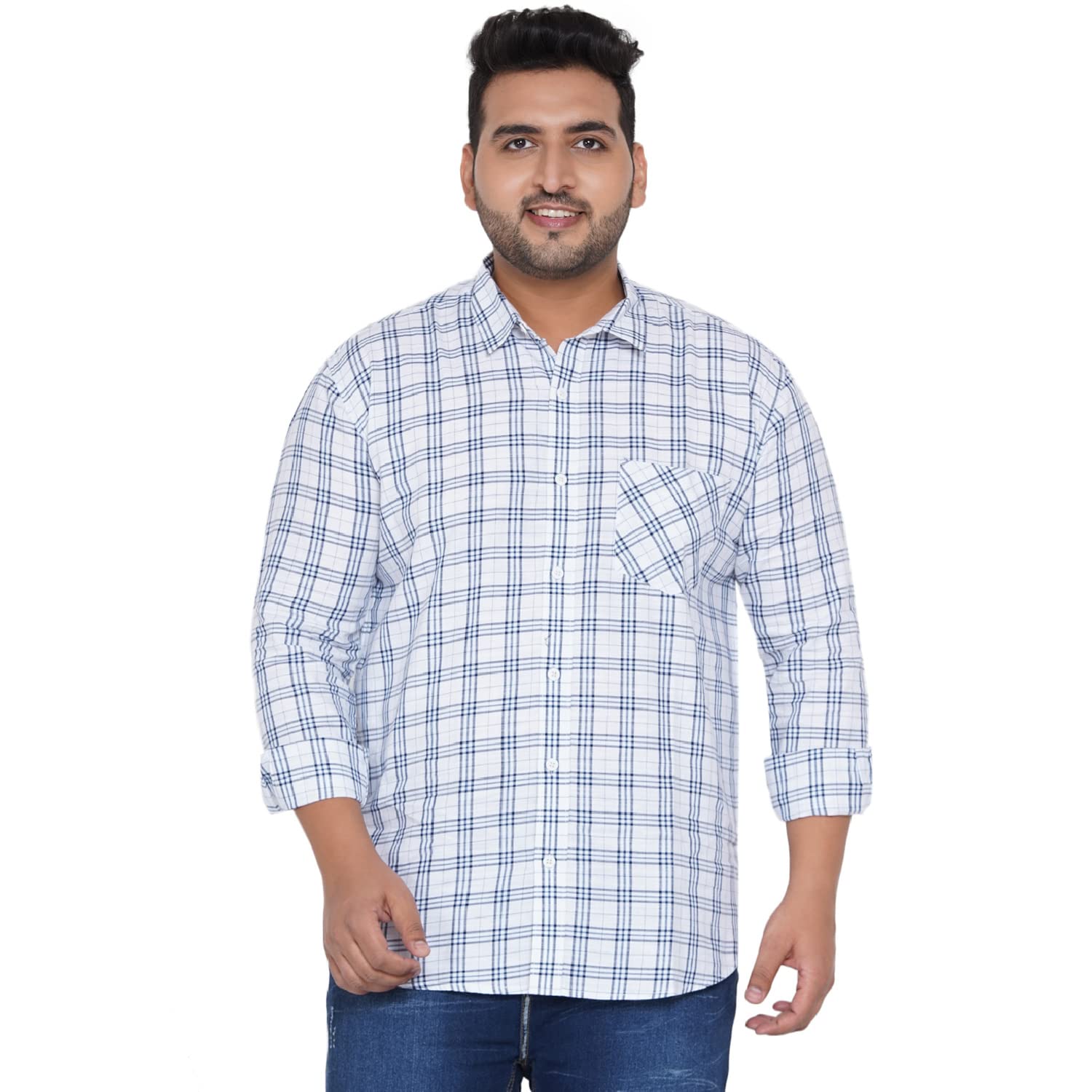 Men's Plus Size Spread Collar White Shirts