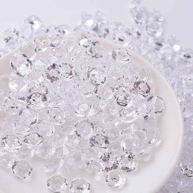 VEGCOO 5000 Pieces Scatter Crystals, Wedding Table Decorative Acrylic Crystals, Confetti Diamonds Crystal Rhinestones 3 mm, 4 mm, 6 mm for Vase Filler Wedding Christmas Party (Transparent)