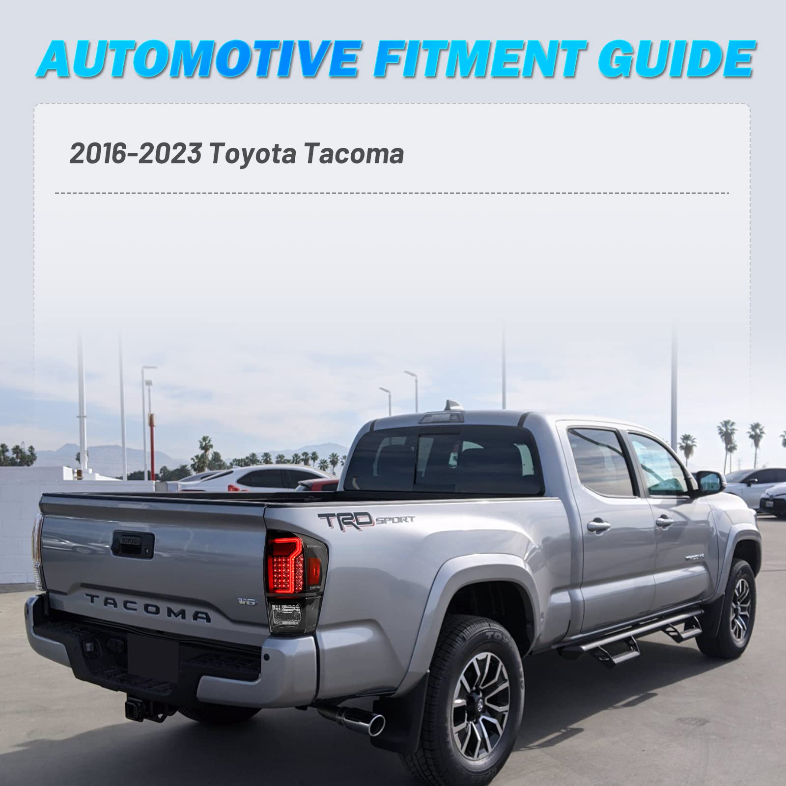 AUTOWIKI LED Tail Light Fit for 2016-2023 Toyota Tacoma, Grey DRL 16-23 Tacoma Rear Lamp Assembly Clear Lens 1 Pair Clear Lens/ Grey DRL guide