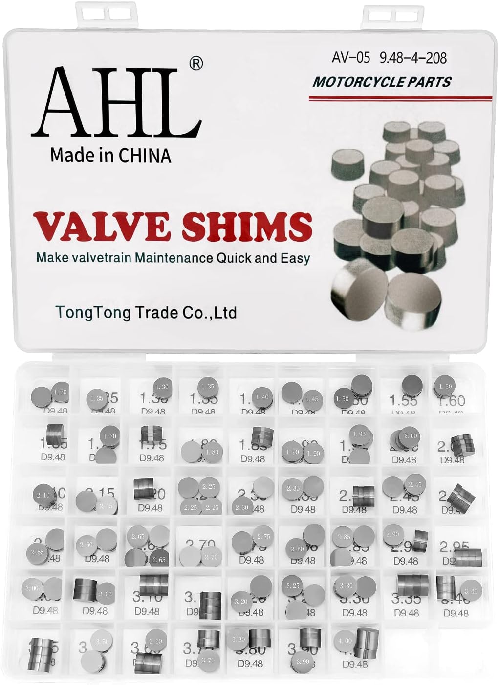AHL Adjustable Valve Shim Kit 9.48mm O.D. 1.20mm-4.00mm Thick for Suzuki LT-Z400 QuadSport Z 2003-2012 (208pcs)