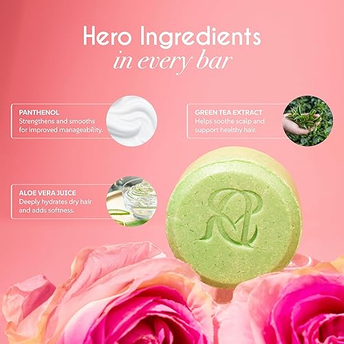 Miniatura 4 de Barra de champú Smooth & Hydrate, pH equilibrado, vegano, sin sulfato, sin parabenos, extracto de té verde, aloe vera y aceite de jojoba, barra de