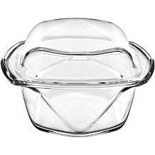 Glass Oven to Table Dishes - Set / 2 - Can Be used Directly from heating the food in oven to serve on table - Cover and Base Can Be Used As Separate Serving Trays - Small - Made in Europe - by Barski