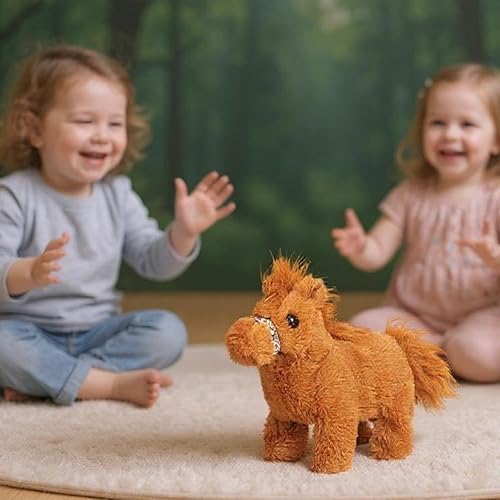 Miniatura 3 de Easfan Juguete de Poni que Camina Peluche Poni Interactivo Eléctrico Juguete de Mascota de Peluche con Sonido Animal de Peluche Regalos de Navidad