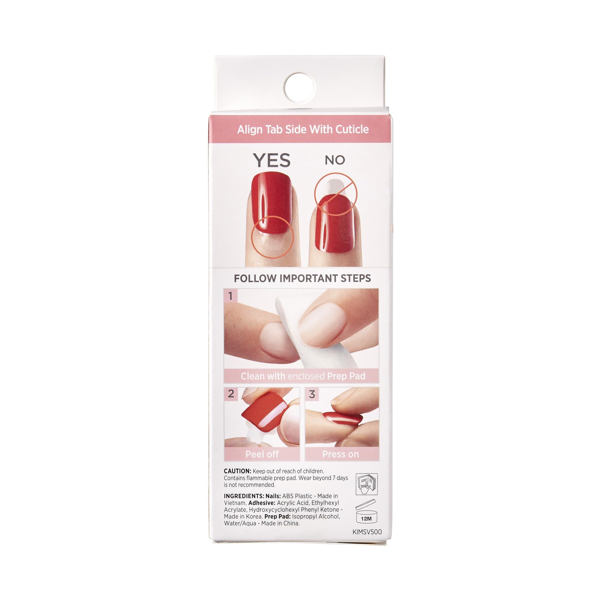 KISS imPRESS Manicure, Knock Out, sztuczne paznokcie samoprzylepne, kwadratowe, krótkie, z technologią PureFit, 30 sztucznych paznokci, mini pilnik, patyczek do skórek, instrukcja