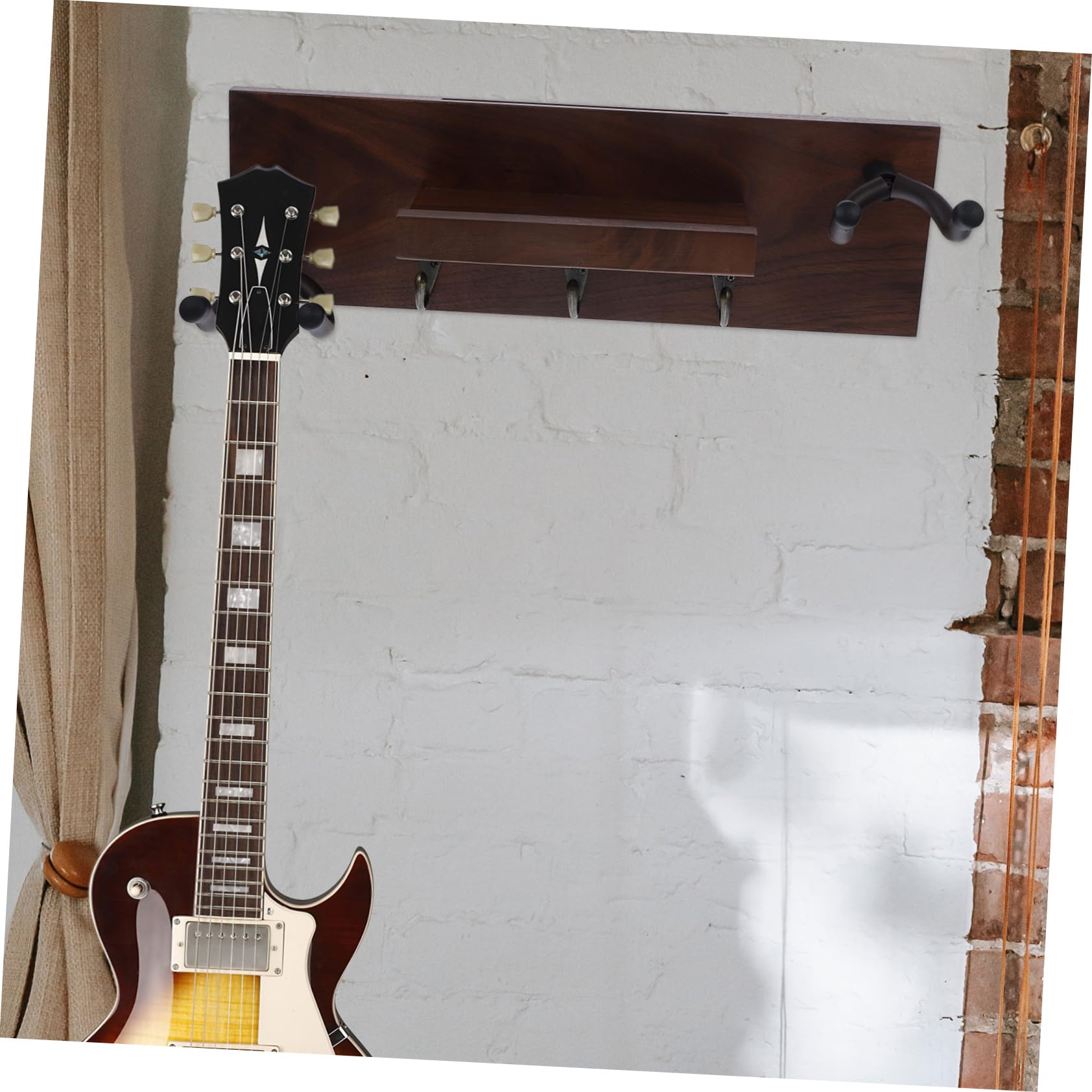 UPKOCH Supporto Chitarra da Parete in Legno e Metallo, Gancio Stabile per Chitarra Elettrica e Skateboard, Protegge la Finitura senza Lasciare Segni