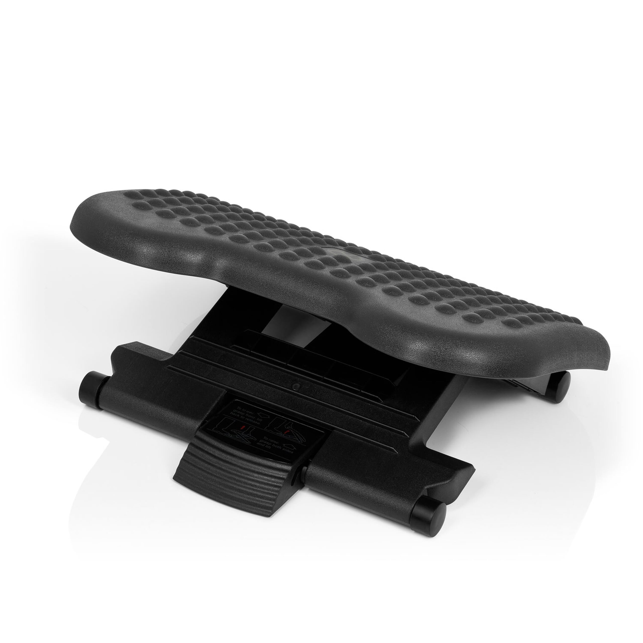 hjh OFFICE 721010 Reposapiés ergonómico PIEDINO Dot Antracita, Soporte para pies con Altura Ajustable, Apoyapiés con Efecto Masaje