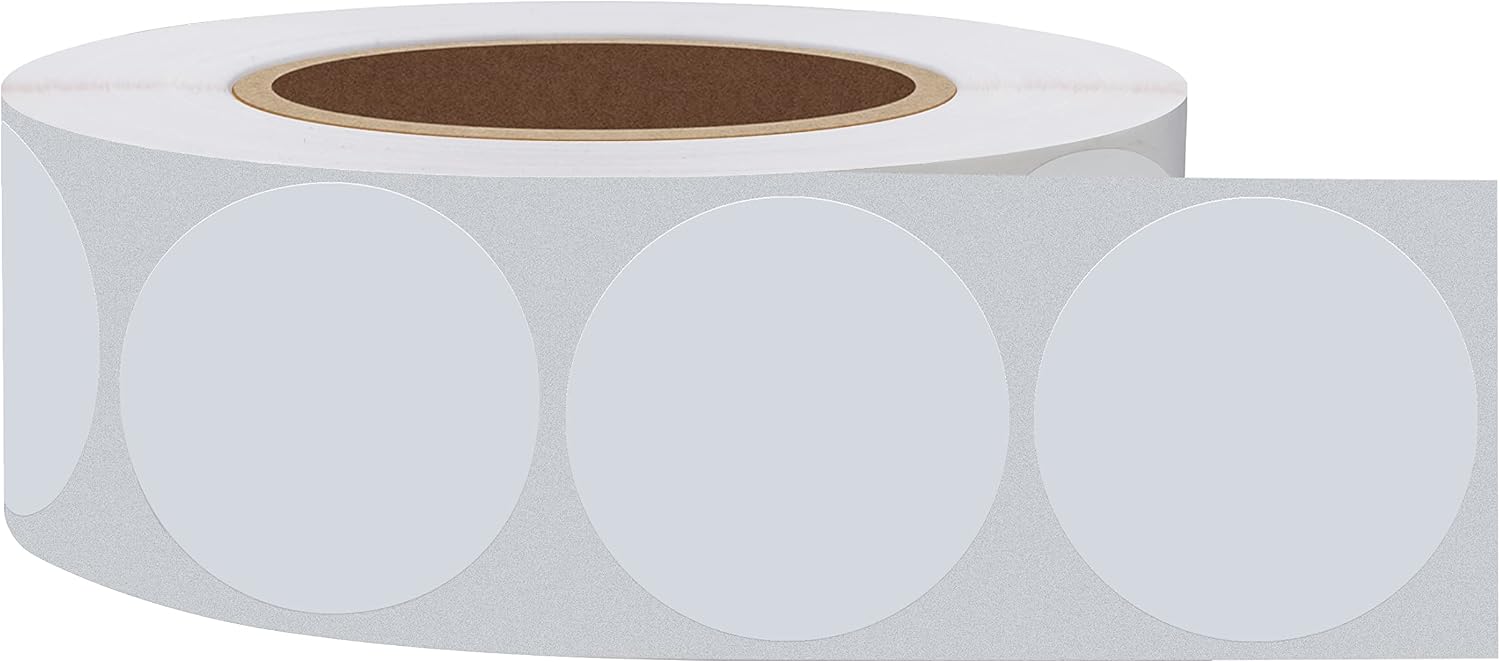 Hybsk White Color Coding Dot Labels Round Semi Gloss Paper Stickers Adhesive Label (1 inch)