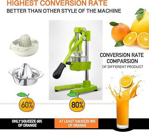 Miniatura 3 de Exprimidor manual comercial de hierro fundido de servicio pesado, exprimidor de cítricos manual de naranja, limón, lima, pomelo y granada con taza