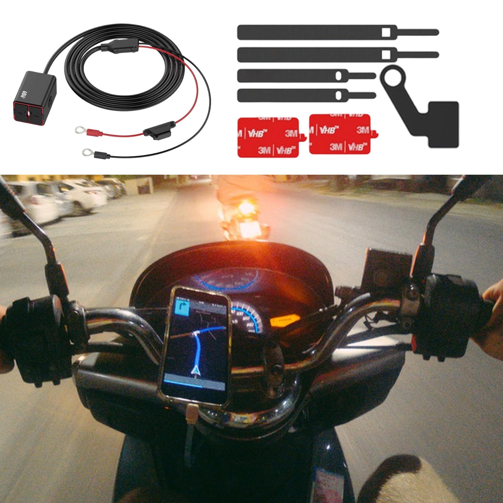 Cargador USB para Moto Cargador Impermeable Tipo C