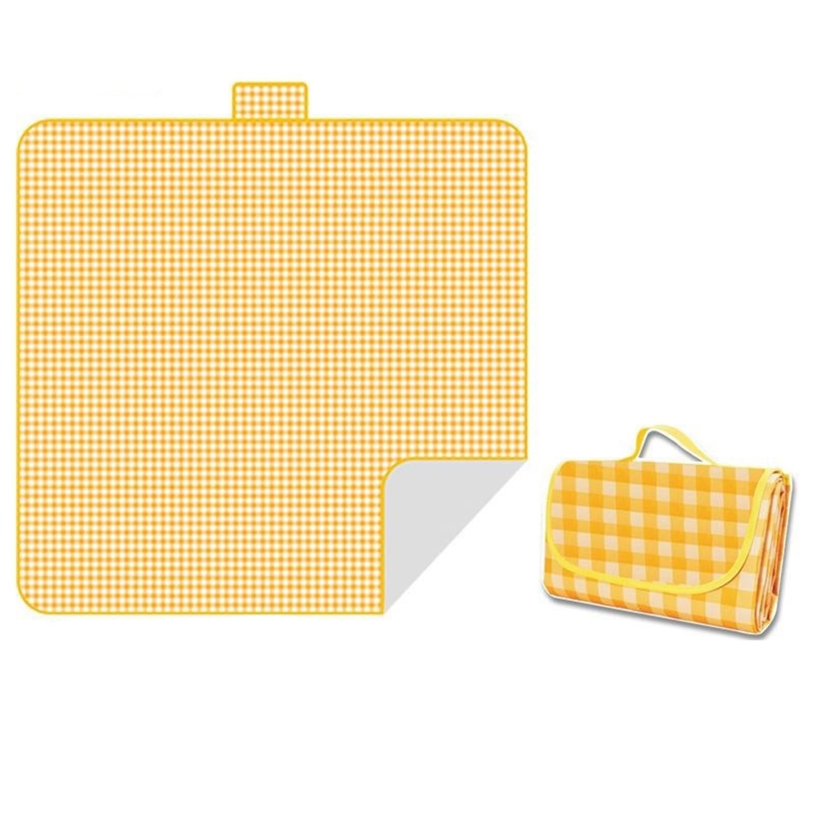 Tappetino da picnic in tessuto non tessuto impermeabile ispessito, da spiaggia, per campeggio e uso esterno, giallo, 200 x 200 cm, taglia unica