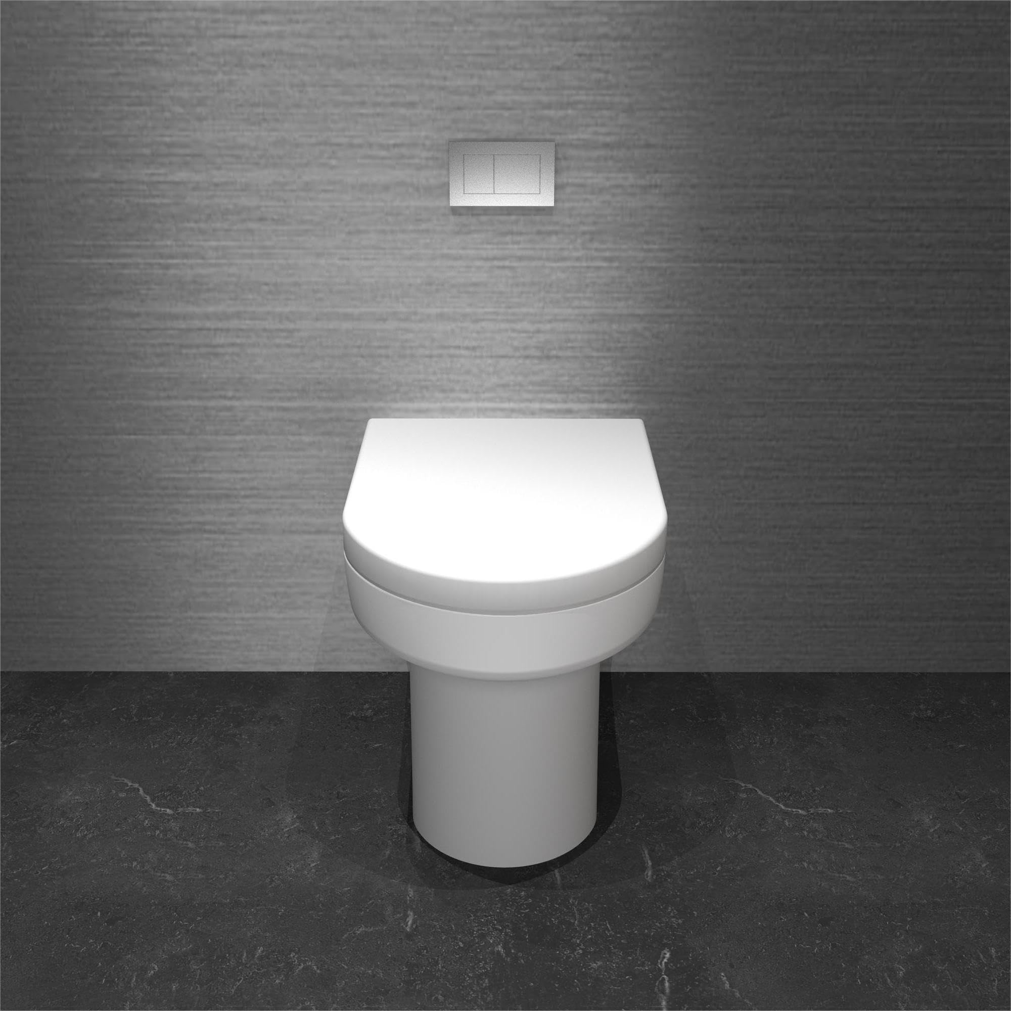 Acezanble Bathroom BTW Modern Round Ceramic Toilet Pan & Soft Close Seat WC Back to Wall