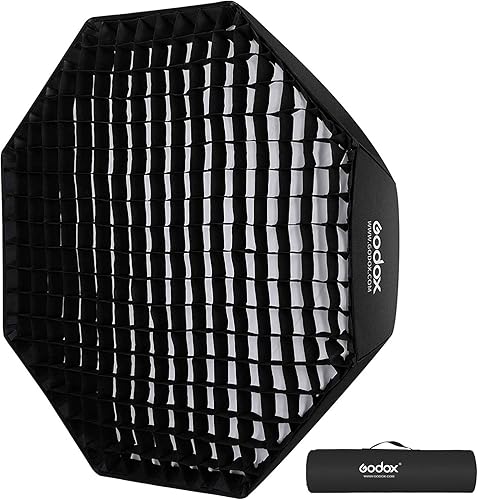 Godox Reflector octágono FW120 con rejilla de panal y bolsa para flash de luz rápida (montaje Bowens) (47.2in)
